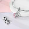 New 925 Sterling Silver Pink Series Scissors Dancing Skirt Buttons Pendant Love Beads Bags Charms Fit Bracelets DIY Jewelry Gift