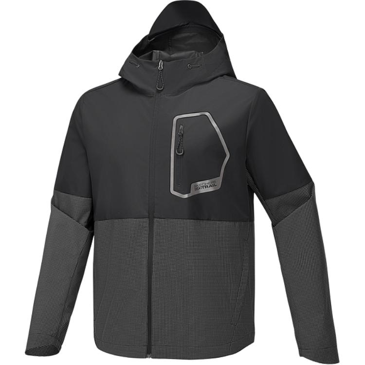 Skechers SS25 Hooded Breathable Windproof Fashion Durable Jacket Men Jacket Black-Plaid P225M185-053F M