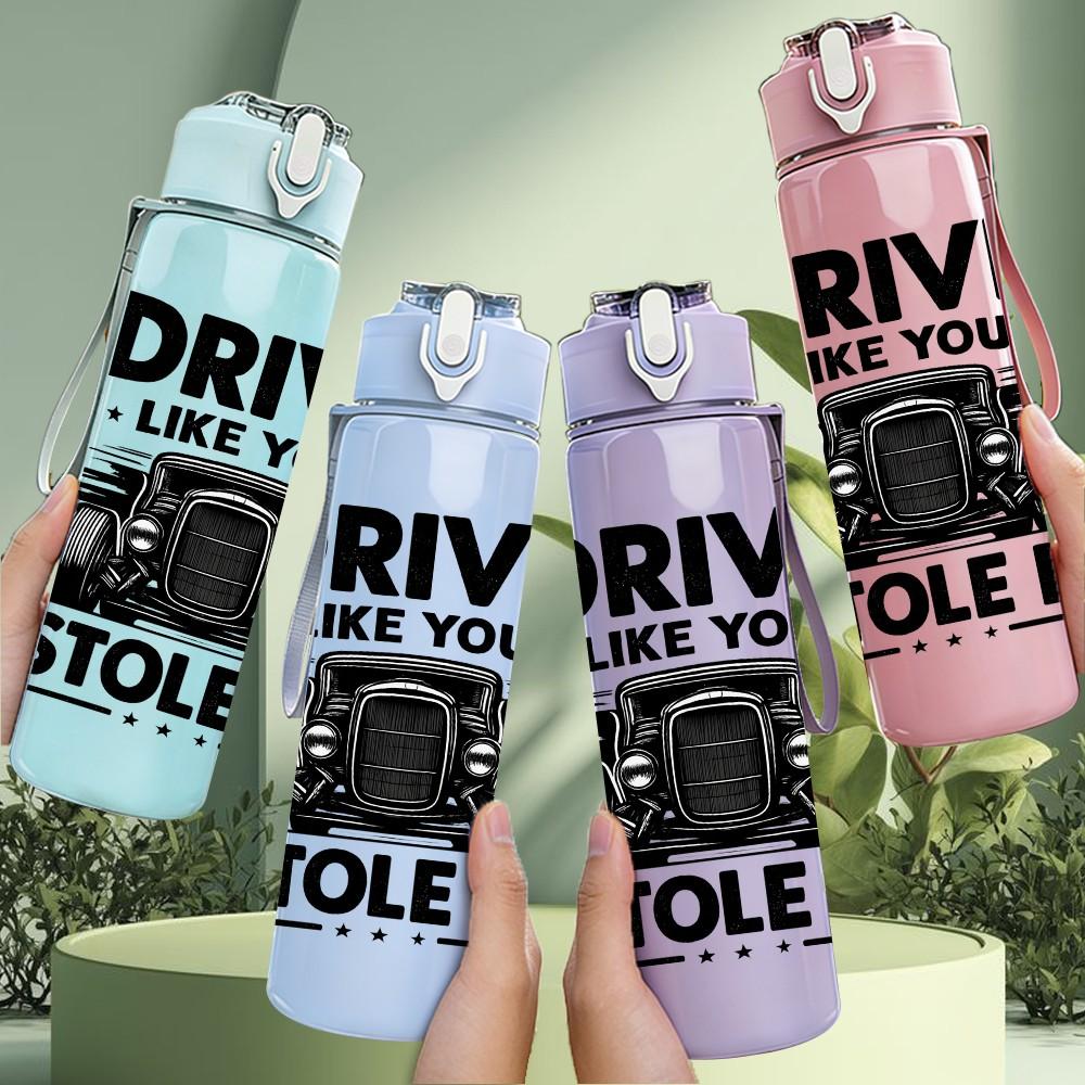 1PC Drive Like You Stole It Truck 750ml Color Plastic Sports Water Bottle Leakproof Flip Straw Lid Suitable for Sports Office Home Use