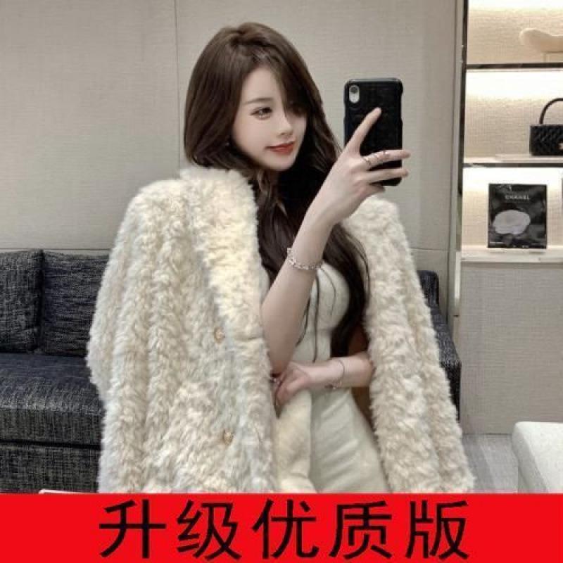 Imitation lamb fur coat loose and thin plush coat female winter celebrity cotton coat princess style