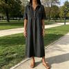 Yousheng Women's Denim Shirt Dress Casual Short Sleeve Button Up Jean Midi Dress Vintage A-Line Long Dress with Pockets