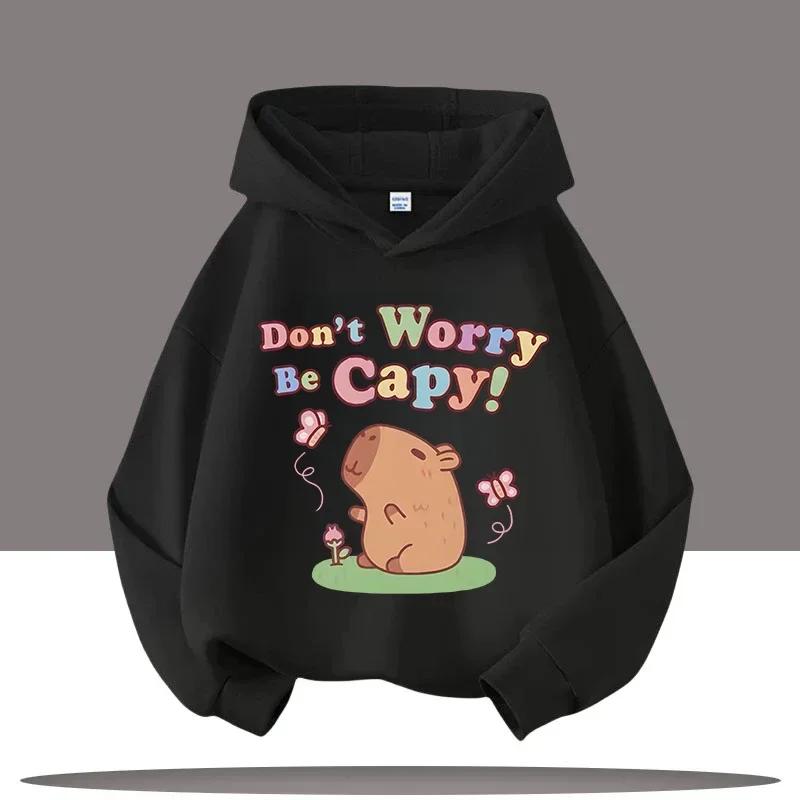 Autumn and Winter Warm Children's Hoodie Capibara Koala Pattern Girls' Hoodie Pullover Comfortable Children's Top