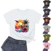 Women's Round Neck Casual Printed Short-sleeved T-shirt Top