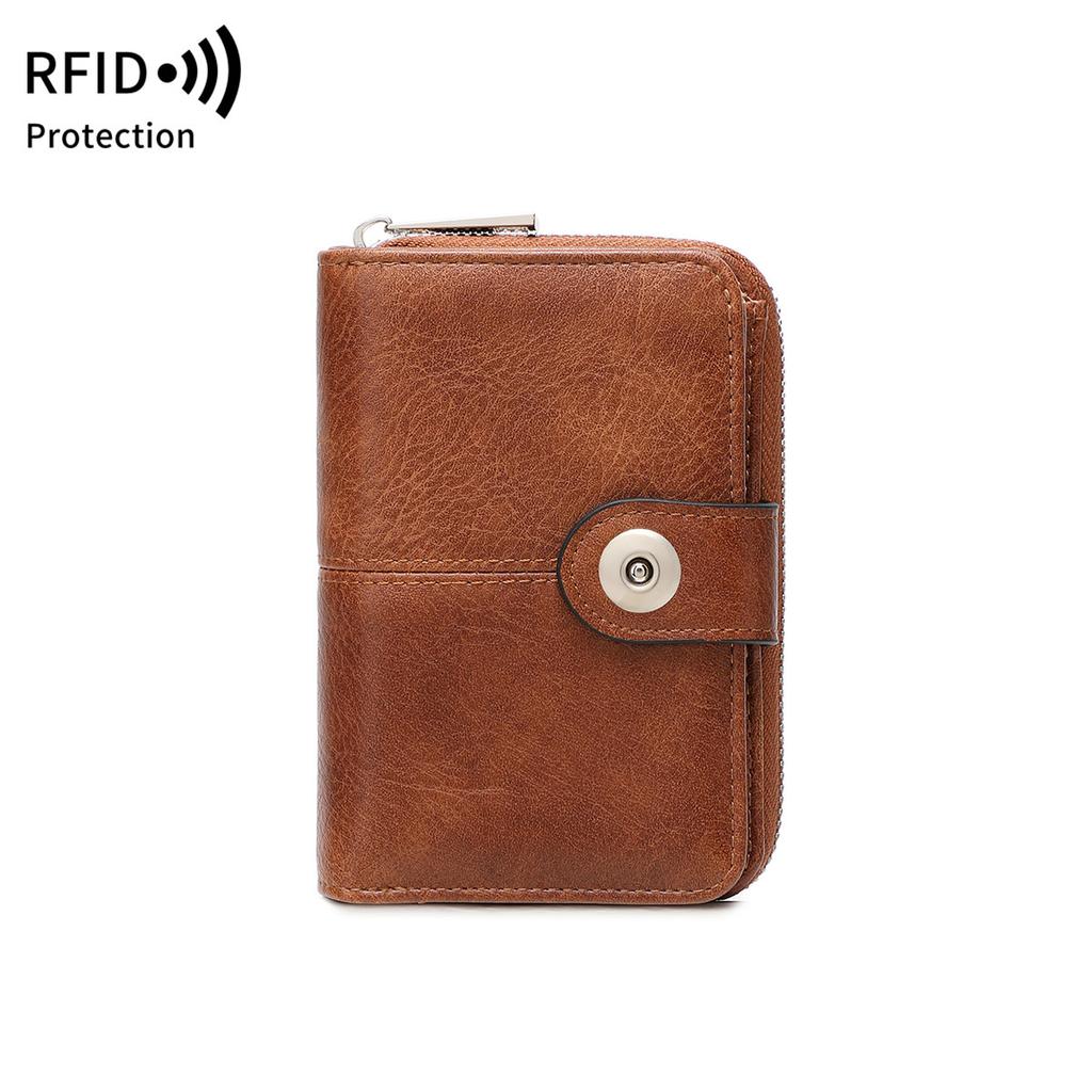 Short Women's Wallet, Retro Multi-card, Two-fold Zipper Card Bag, Coin Change Bag.