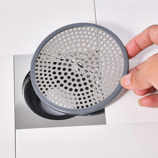 Stainless Steel Floor Drain Filter Hair Catcher with Silicone Ring Rust-Resistant Bathroom Sink Strainer Shower