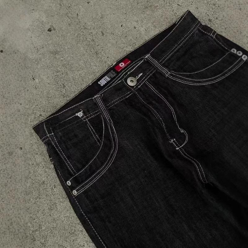 ZYLLO Y2K Hip Hop Street Široké Džíny Kalhoty Americké Trendy Džíny Retro Gotický Grafický Výšivka Volné Harajuku Džíny