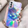 Colorful Cat Silver Plated Glass Phone Case Suitable for Samsung GalaxyS26 S25 S24 S22 S21 S20FE/Ultra/Plus Anti Fall Back Cover