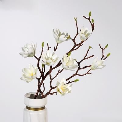 Multi-Bloom Artificial Magnolia Flowers Branch Blossom Plastic Fake Flower  Living Room Ornaments