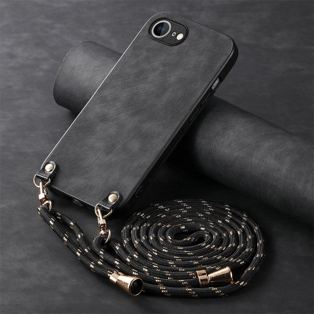 Crossbody Long Lanyard Strap Anti-Drop PU Leather Phone Case for iPhone 16 Pro Max 15 14 13 12 Plus 16E SE 2022 Slim Fit Cover