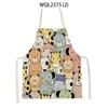 1Pcs Cat Graphic Printed Home Kitchen Apron Linen Sleeveless Antifouling Kids Bib Chef Cooking Baking Apron Home Cleaning Tools