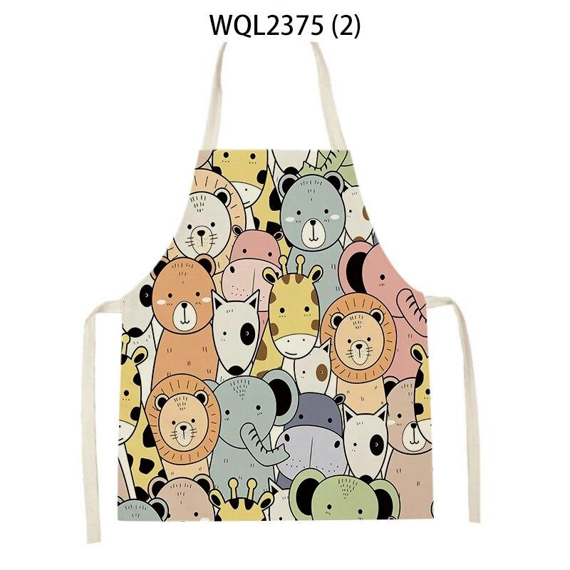1Pcs Cat Graphic Printed Home Kitchen Apron Linen Sleeveless Antifouling Kids Bib Chef Cooking Baking Apron Home Cleaning Tools