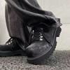 Shoes autumn breathable premium sense retro casual leather shoes sports thick sole heightening black big head derby shoes