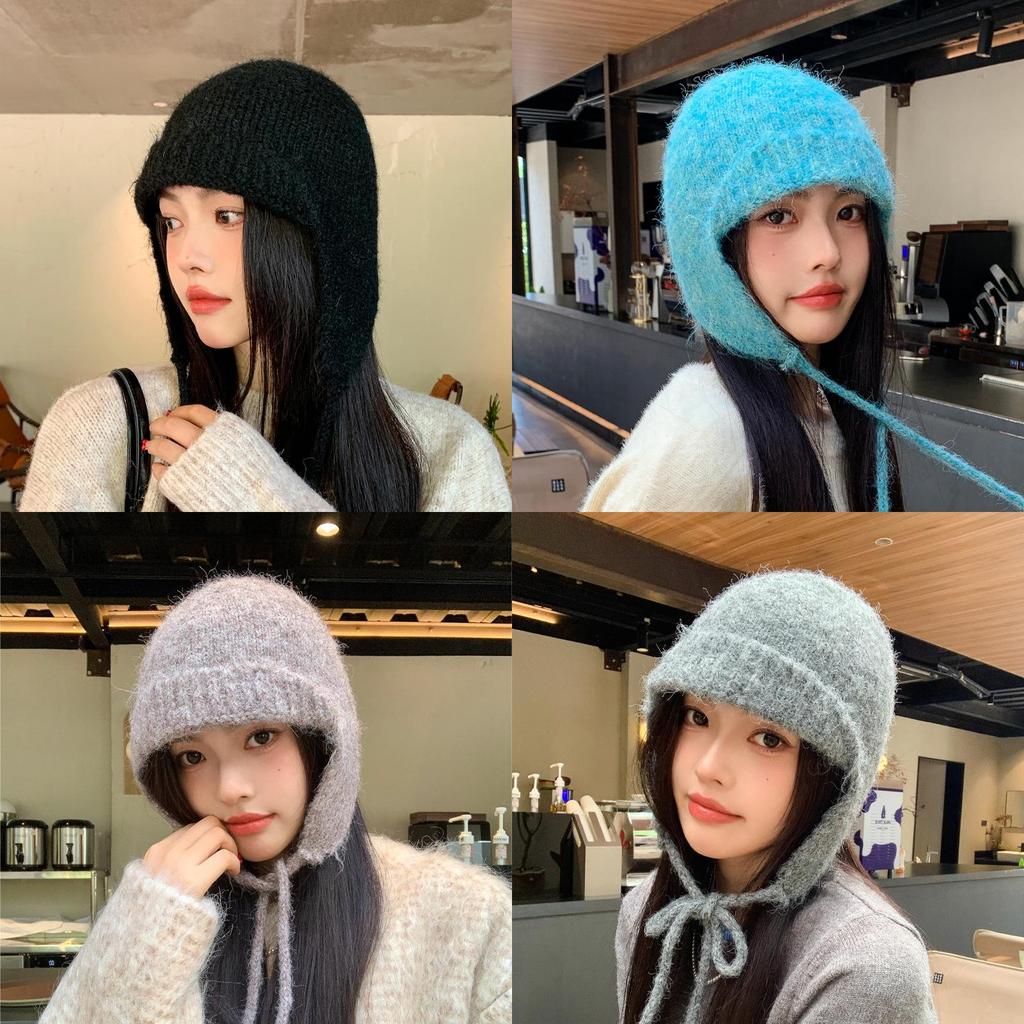 Knitted Wool Hat For Winter Women With Ear Warmer And Features