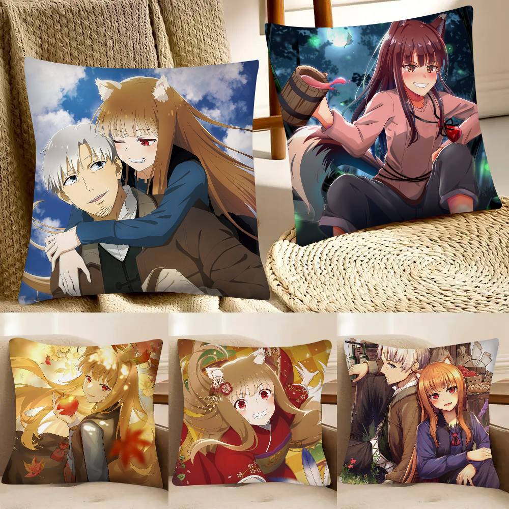 Anime Spice And Wolf Pillow Case Fashion Square Pillowcase Bedroom Sofa Room Ins Decoration Leisure