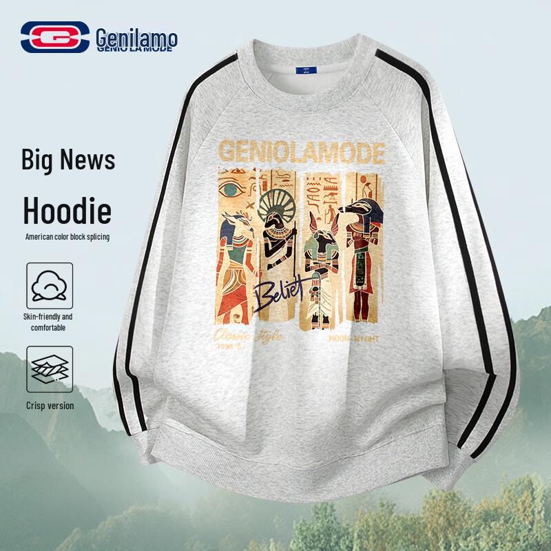 GENIOLAMODE Men's Colorblock Crewneck Sweatshirt