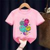 Kids Cartoon Smiley Face Print Short-sleeved T-shirt Casual and Versatile Style Suitable for Children's Outings and Daily Wear