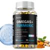 Five-in-one Turmeric Complex Soft Capsules, Fish Oil Supplement, Natural Plant Extract Nutrition, Suitable for Adults.