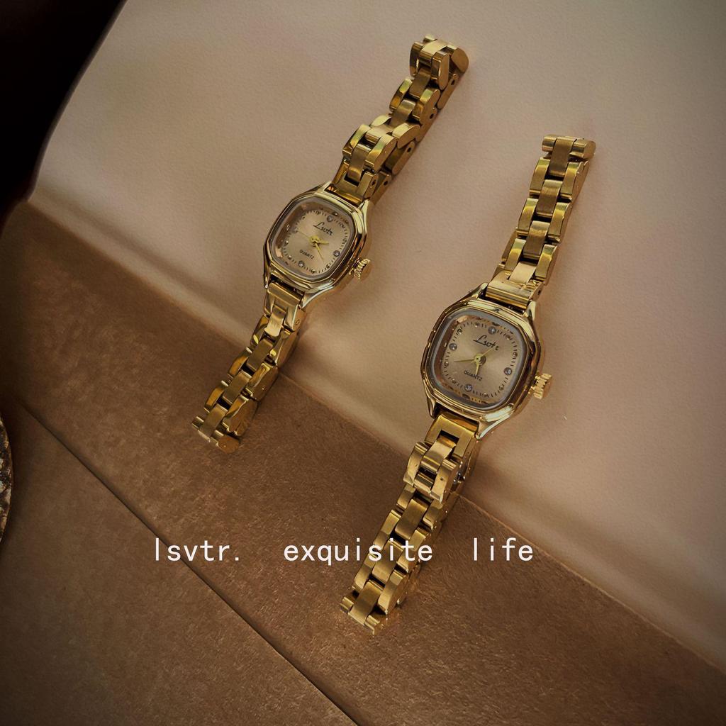LSVTR Vintage Französische Retro Gold Mini-Uhr für Damen