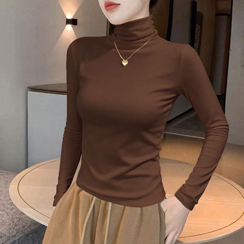 Women's High Neck Long Sleeve T-Shirt - 2025 Autumn/Winter Collection, Black Base Layer.