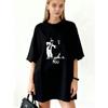 Oversized T Shirt Black Cartoon Ghost And Clown Print With Boo Text Halloween Party Wear