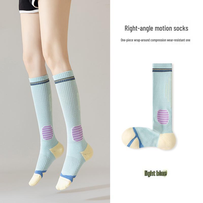 

Женские компрессионные носки до колена для фитнеса, бега и спорта One Size светло-синий