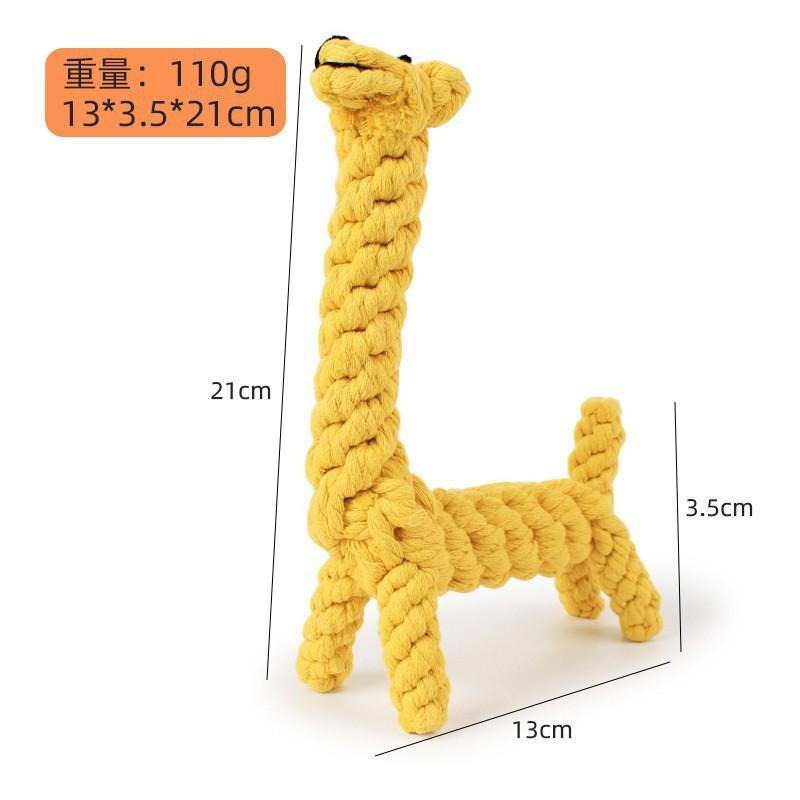 Cotton Rope Dog Toy - Braided Animal Shape Chew Small Medium Dogs