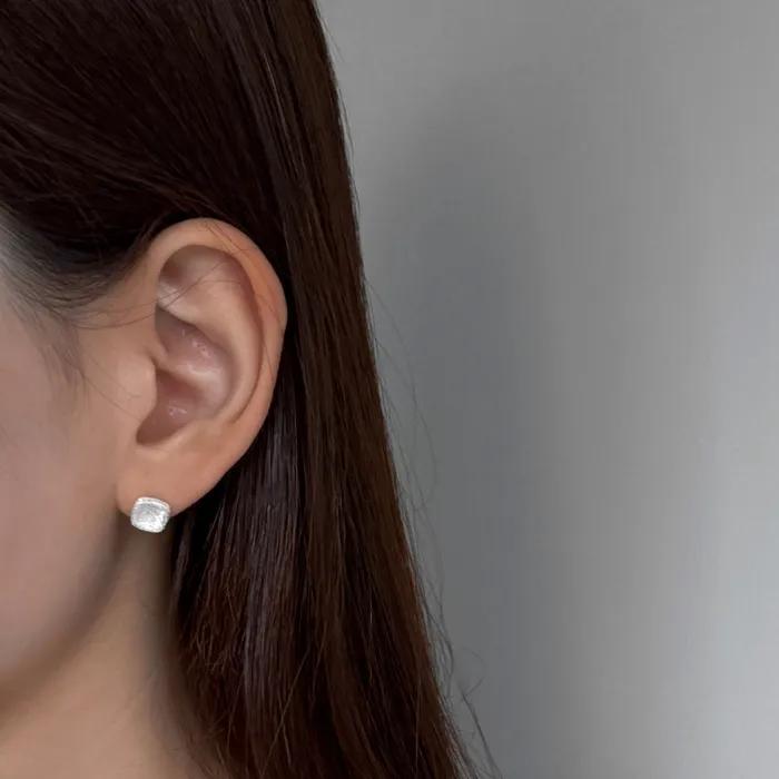 925 Matte square stud earrings