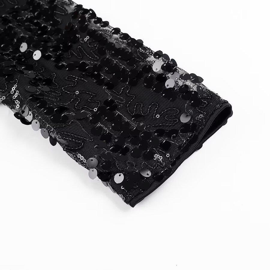 2025 Spring Women's European & American Style Versatile Bow Sequin Top