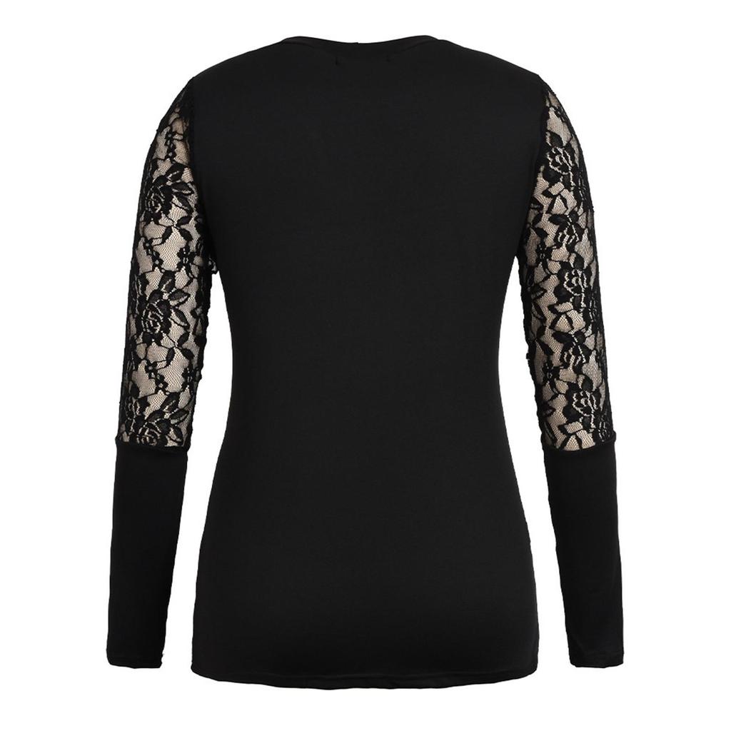 Women's Fashion New Design Lace Splicing Hot Stamping Diamond Slim Slim Mesh Long Sleeve Tops