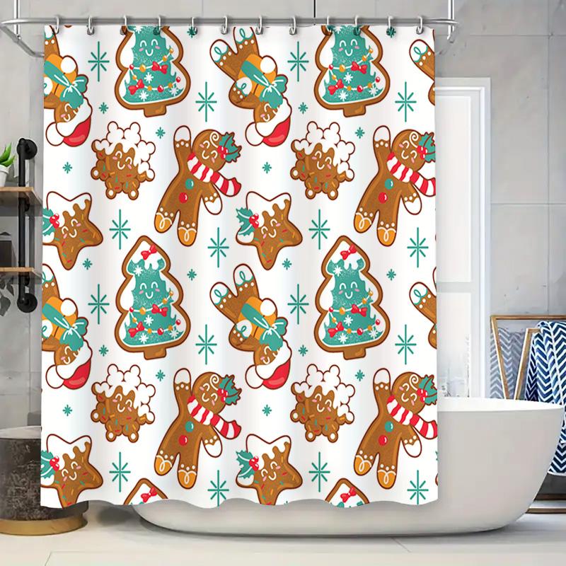 

рождественская шторка для душа с рисунком рождественской елки водонепроницаемый декор для ванной стирающаяся ткань домашний текстиль подарок 90x180cm