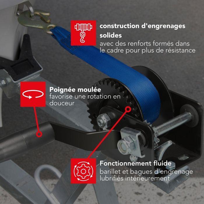 Treuil Manuel - PEREL - 250 Kg - Revêtement noir électrostatique - Engrenage lubrifié - Manivelle moulée