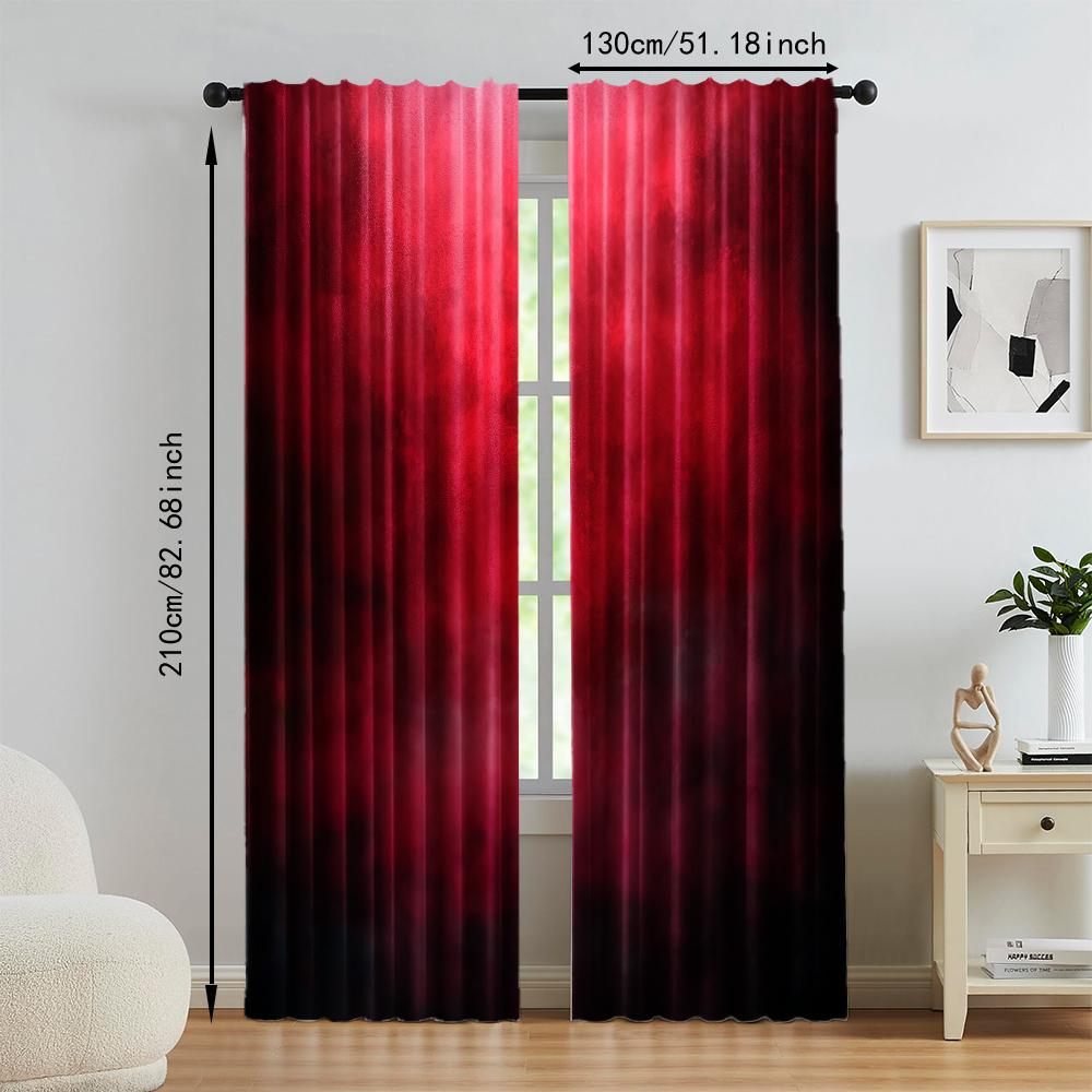 2 pcs   versatile polyester transparent curtains for home decoration Abstract Red for use in bedrooms and living rooms