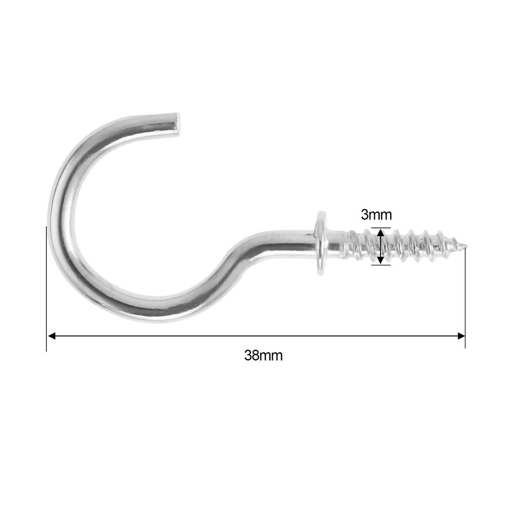 20Pcs Ceiling Cups Hook Picture Frame Lamp Light Curtain Eyebolt Screw in Spiral Hanger Self-Tapping Screw Hook 20/23/29/33/38mm