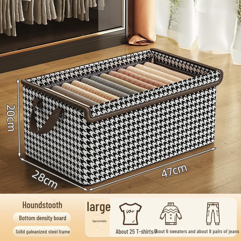 

Нетканый стальной каркасный ящик для хранения брюк с крышкой - решение для ящиков гардероба 47*28*20 cm Steel Frame