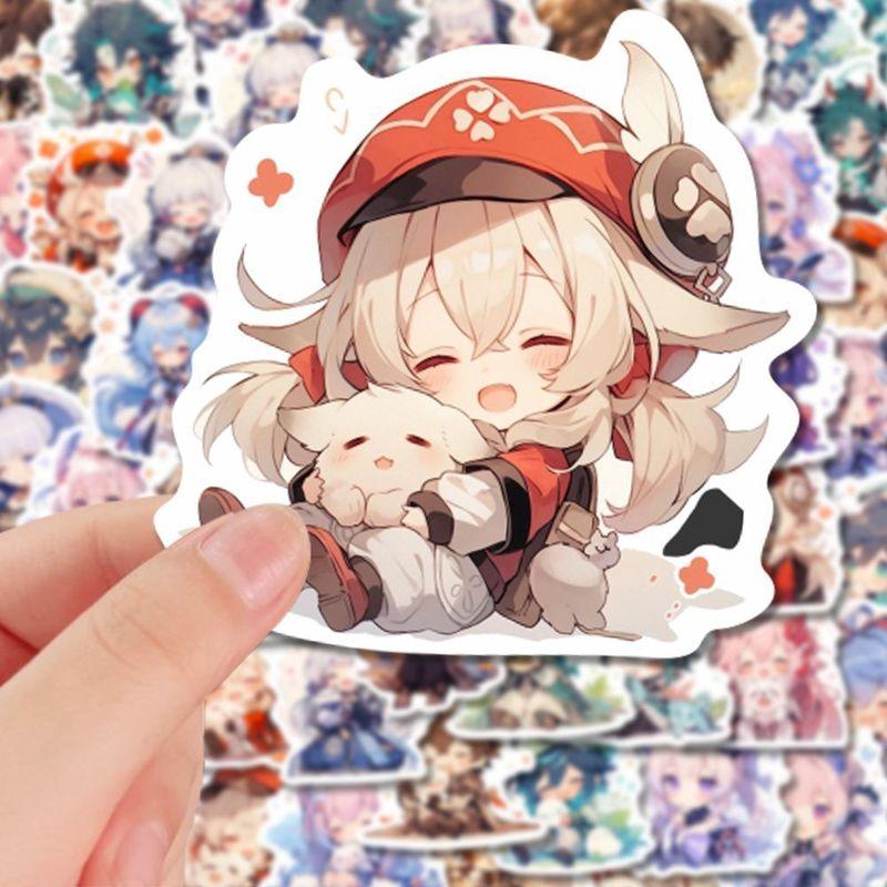 100pcs Adorable Genshin Impact Stickers For Laptop Anime Game Decals Luggage Guitar Skateboard Stationery Children'S Sticker Plaything