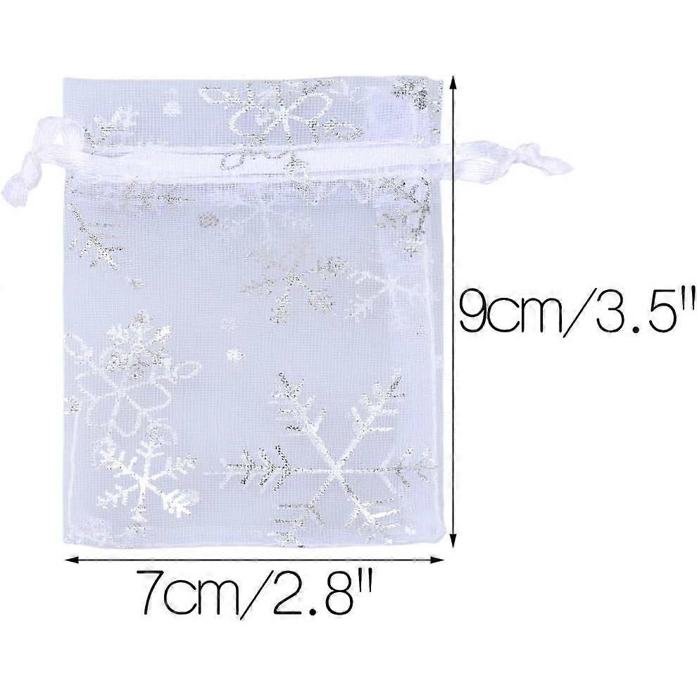 Organza Bags for Christmas,100 PCS White Organza Gift Bags,2.7'' x 3.5'' Organza Pouches with Drawstring for Christmas,Wedding Favour Jewelry Pouch Ba