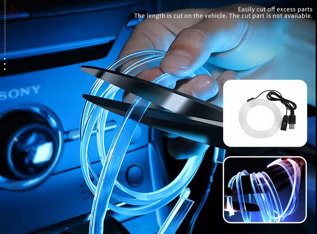 5M/16ft PMMA Side Glow Fiber Optic Cable Kit w/LED Aluminum Illuminator USB 5V 1.5W Car Interior Guide Light Source Decoration