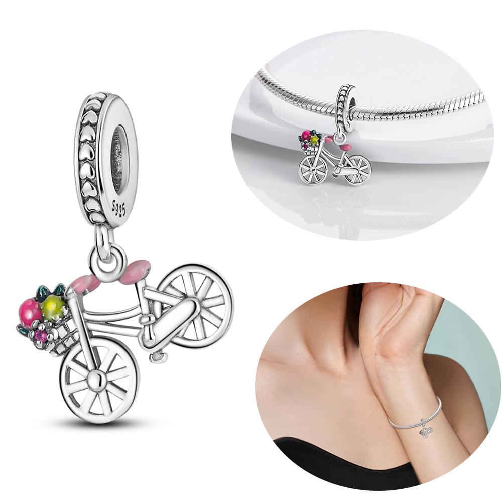 Copper Car Bicycle Series Charms Beads Pendants Fit Original Bracelet Diy For Women Jewelry Gift