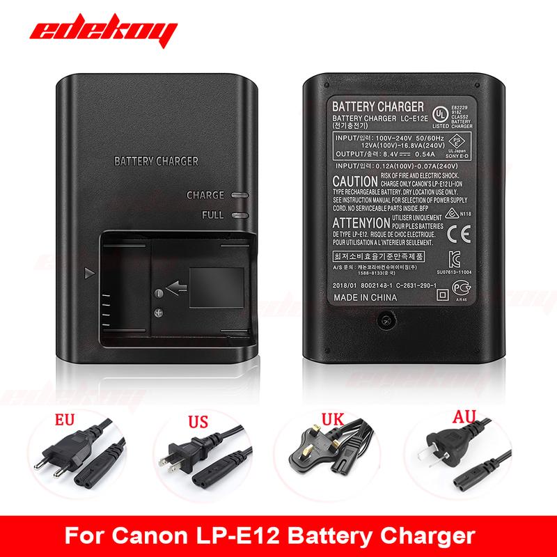 LC-E12E LCE12 Battery Charger for Canon LP-E12 LPE12 EOS-M EOS M EOS M200 M50 M50II M10 M100 100D Rebel SL1 Kiss X7 Camera