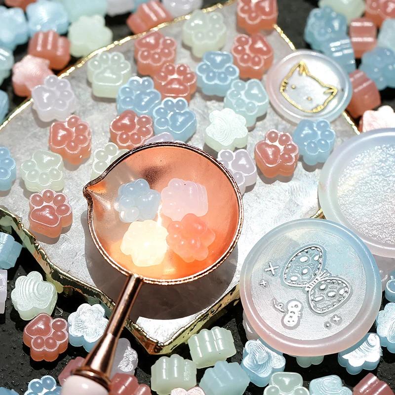 150pcs Original Cat Paw Seal Wax Grains Mixed Color Pearlescent Wax DIY Manual Account Greeting Card Envelope Decoration