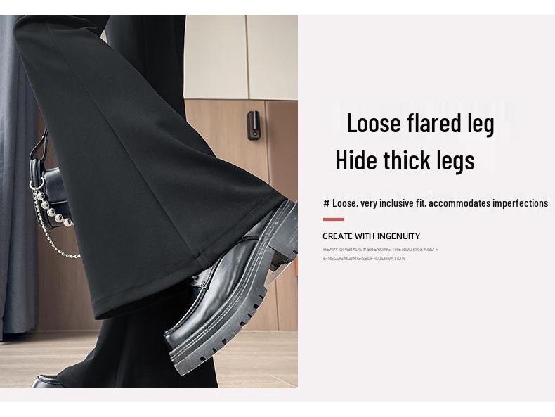 Petit Pantalon Élastique Noir Évasé Amincissant Taille Haute pour Femme Printemps