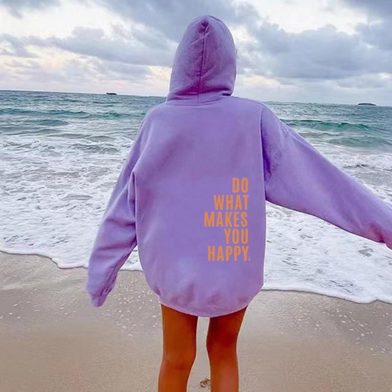 Womens Oversized Drop Shoulder Long Sleeve Hoodie Tee Loose Fit Streetwear Print Top XS To 5XL European Size