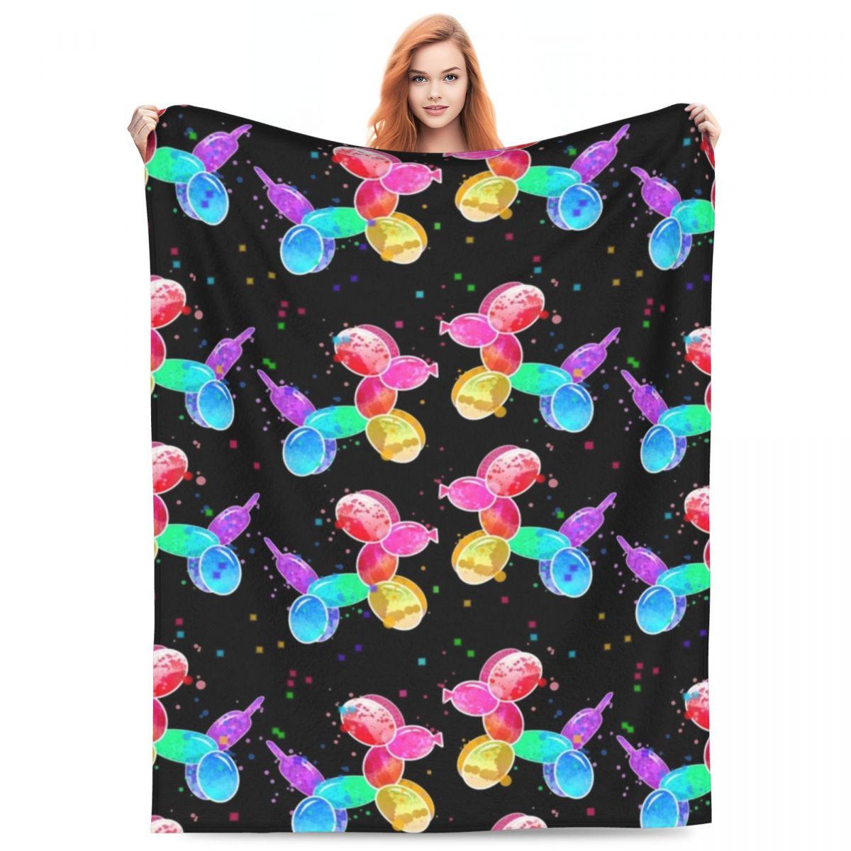 

Soft Warm Blanket Travel Watercolor Balloon Dogs Throw Blanket Cartoon Flannel Bedspread Couch Bed Cute Sofa Bed Cover 30x40in