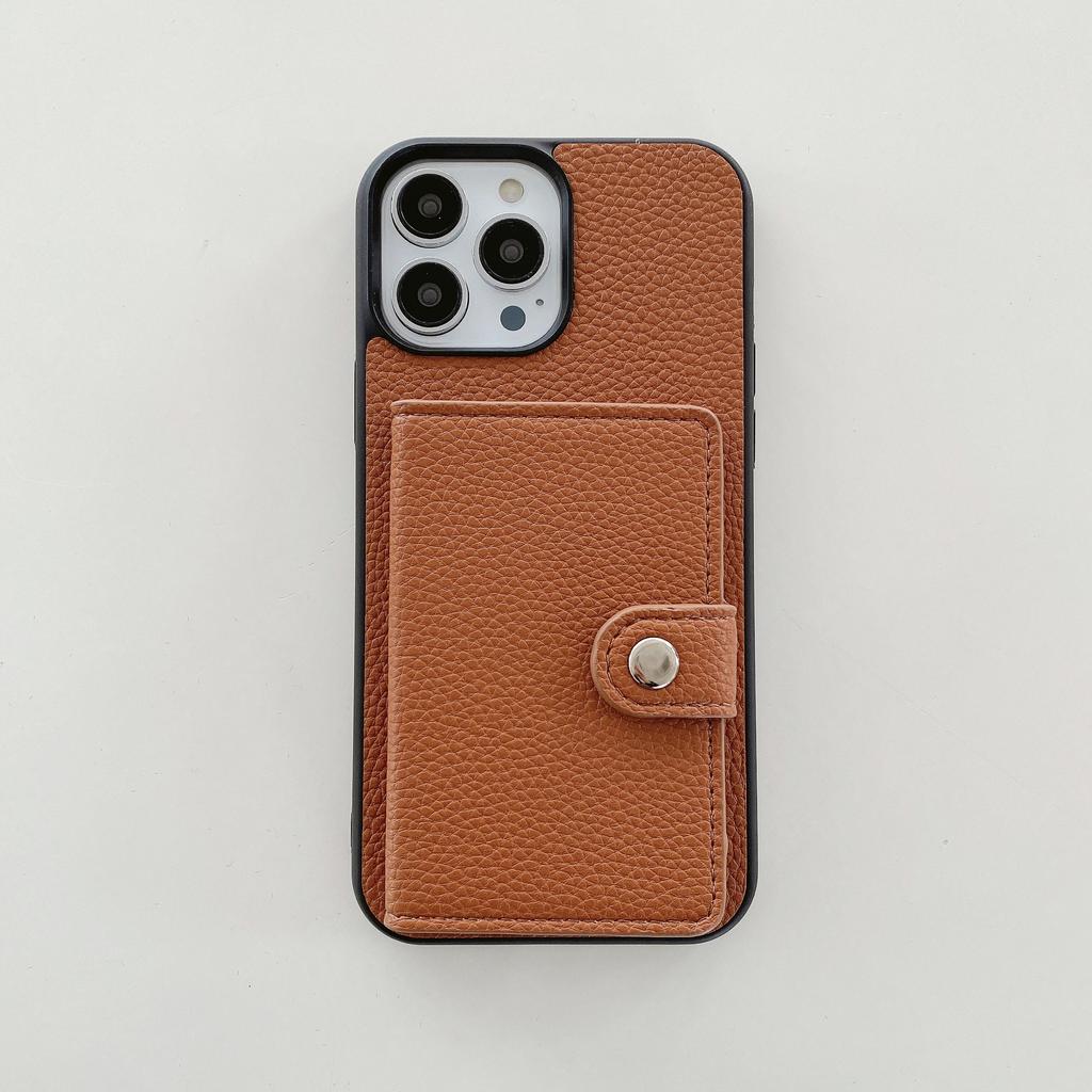 Applicable To Apple 14promax Mobile Phone Case iPhone13 Pro Lychee Pattern Left and Right Open Card Mobile Phone Case 12 Tide