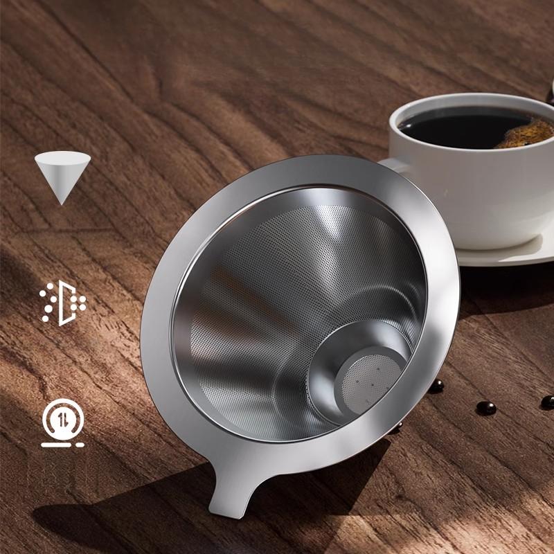 800 mesh kávový filtr z nerezové oceli s dvojitou vrstvou, kávový trychtýř, domácí filtr, bezpapírová sada ručních kávových zařízení