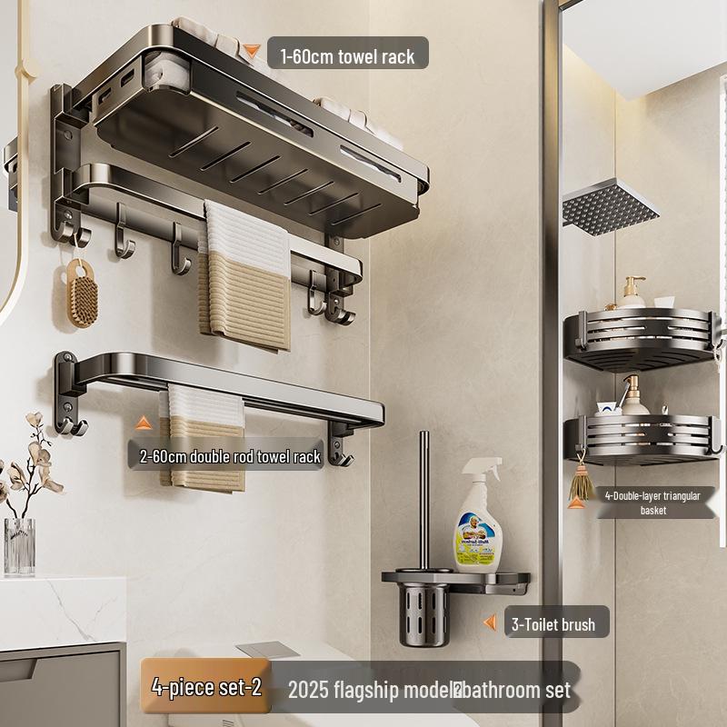 Wandmontierter, faltbarer Badezimmer-Handtuchhalter ohne Bohren