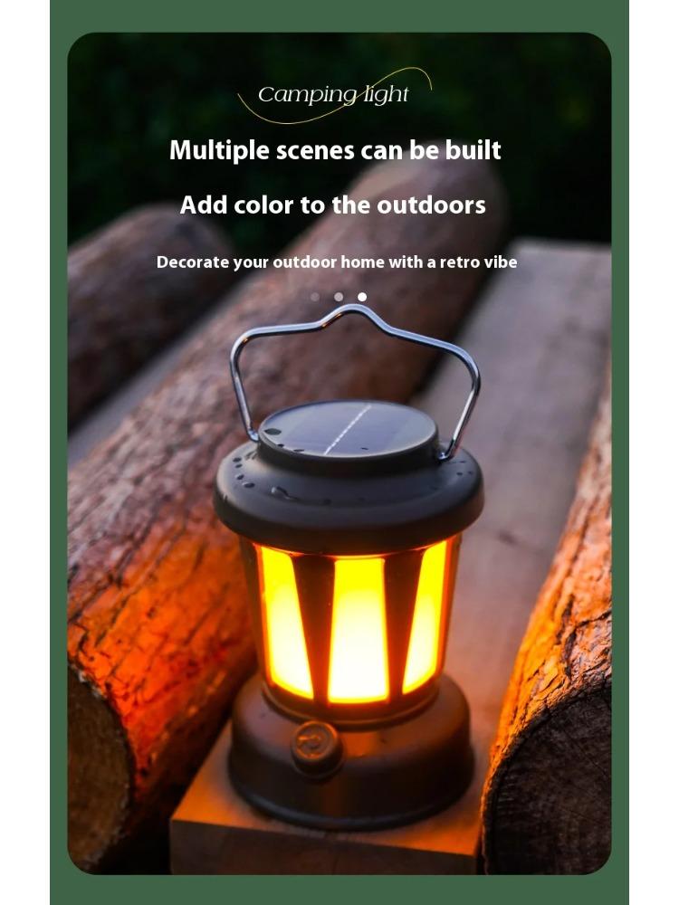 Portable Solar Camping Lantern LED Cold and Warm Dimming 3 Lighting Modes Camp Light Outdoor Hiking Climbing Camping Tent Lamp
