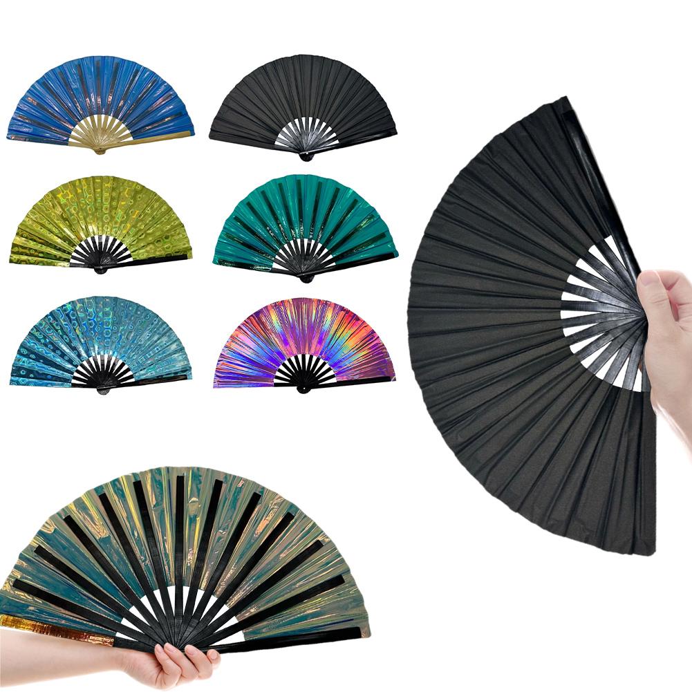 

Складной ручной веер Rave, красочный складной веер, многоразовый пластиковый веер с принтом, музыкальный фестивальный веер, танцевальный веер, 10 дюймов, ручной веер для кунг-фу F
