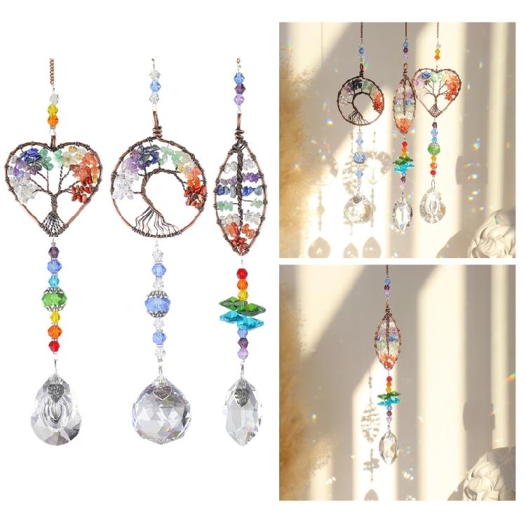 Tree Life Suncatchers Colorful Crystal Car Hanging Ornament Christmas Decoration
