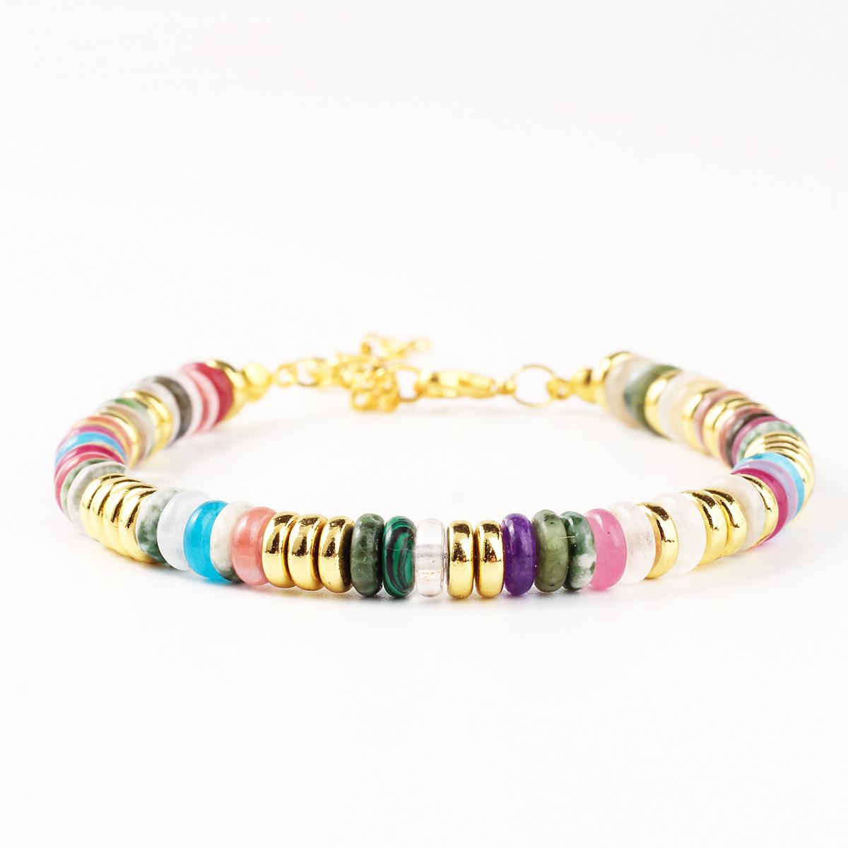 Fashion Colorful Abacus Bead Bracelet Black Gallstone Gold Plated Beaded Bracelet Ladies Special-Shaped Beads